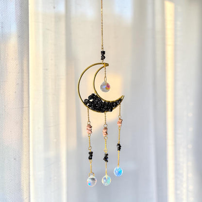 Black Crystal Crescent Moon Suncatcher