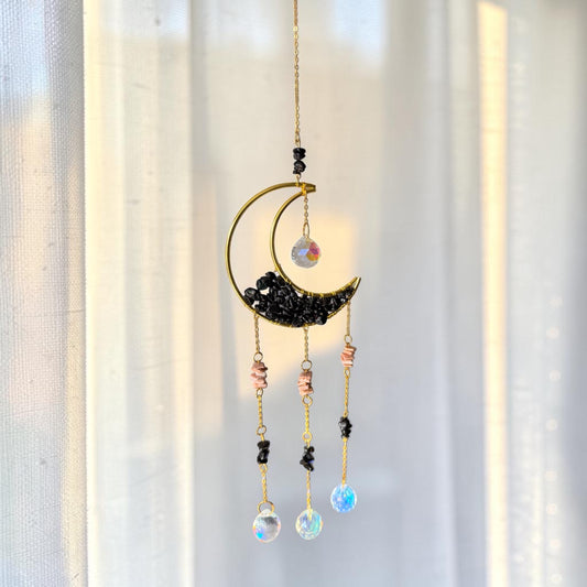 Black Crystal Crescent Moon Suncatcher