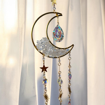 Clear Crystal Crescent Moon Suncatcher