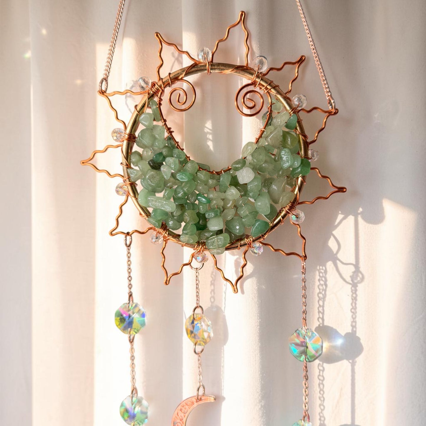 Celestial Aventurine Sun & Moon Suncatcher