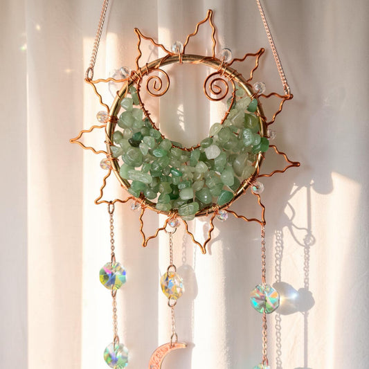 Celestial Aventurine Sun & Moon Suncatcher