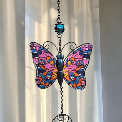 Purple Butterfly Wind Chime Suncatcher