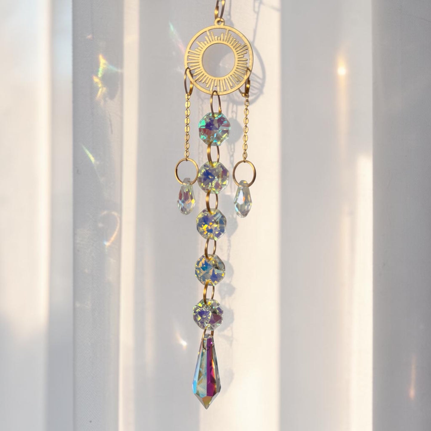 Gold Sun Crystal Drop Suncatcher