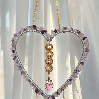 Amethyst Heart Crystal Suncatcher