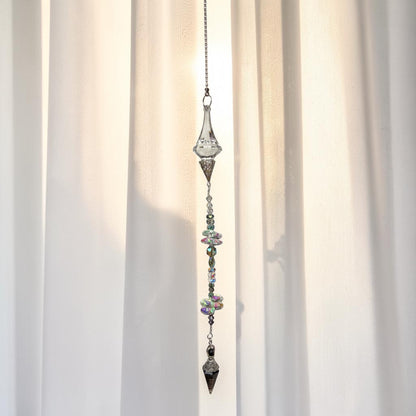 Purple Floral Crystal Pendulum Suncatcher