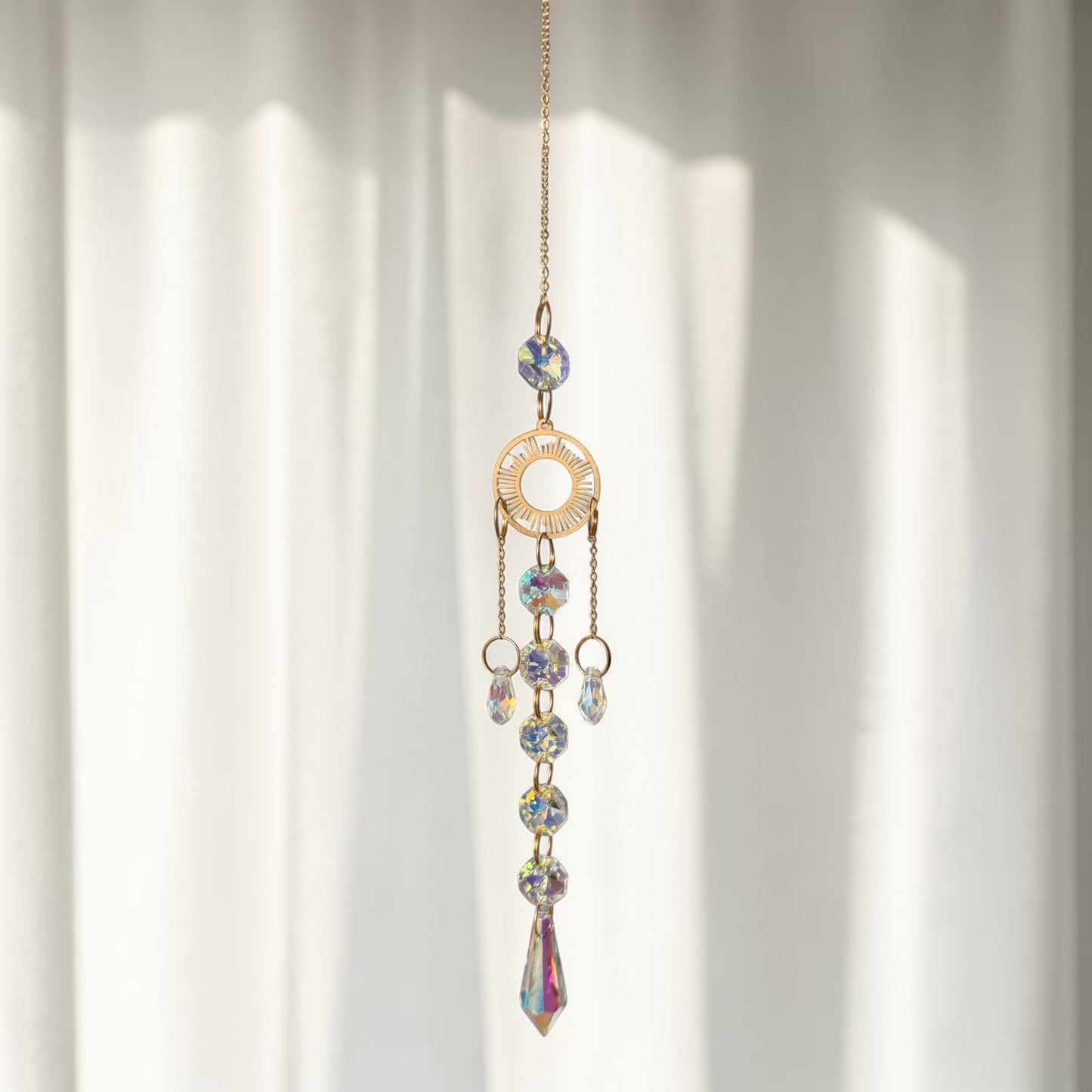 Gold Sun Crystal Drop Suncatcher