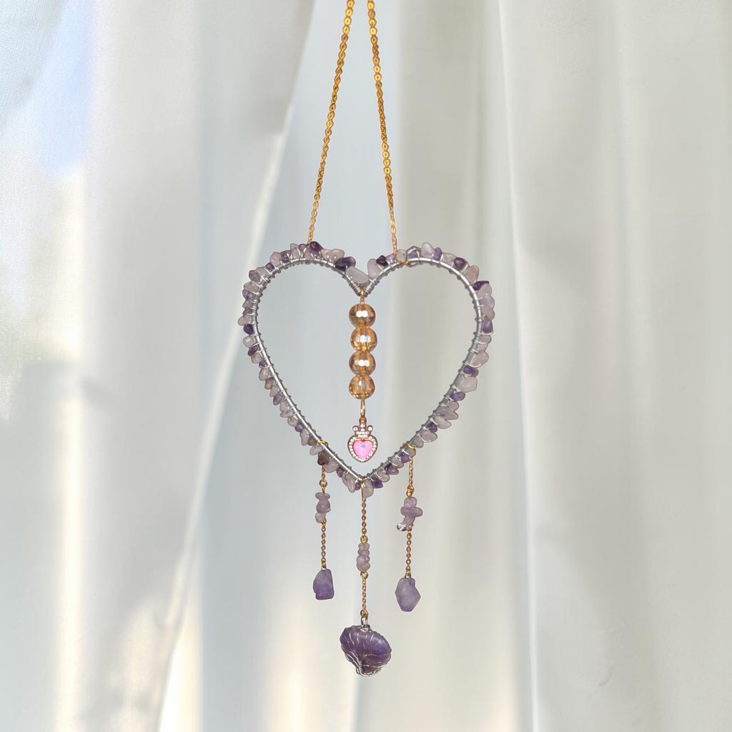 Amethyst Heart Crystal Suncatcher