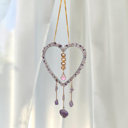 Amethyst Heart Crystal Suncatcher
