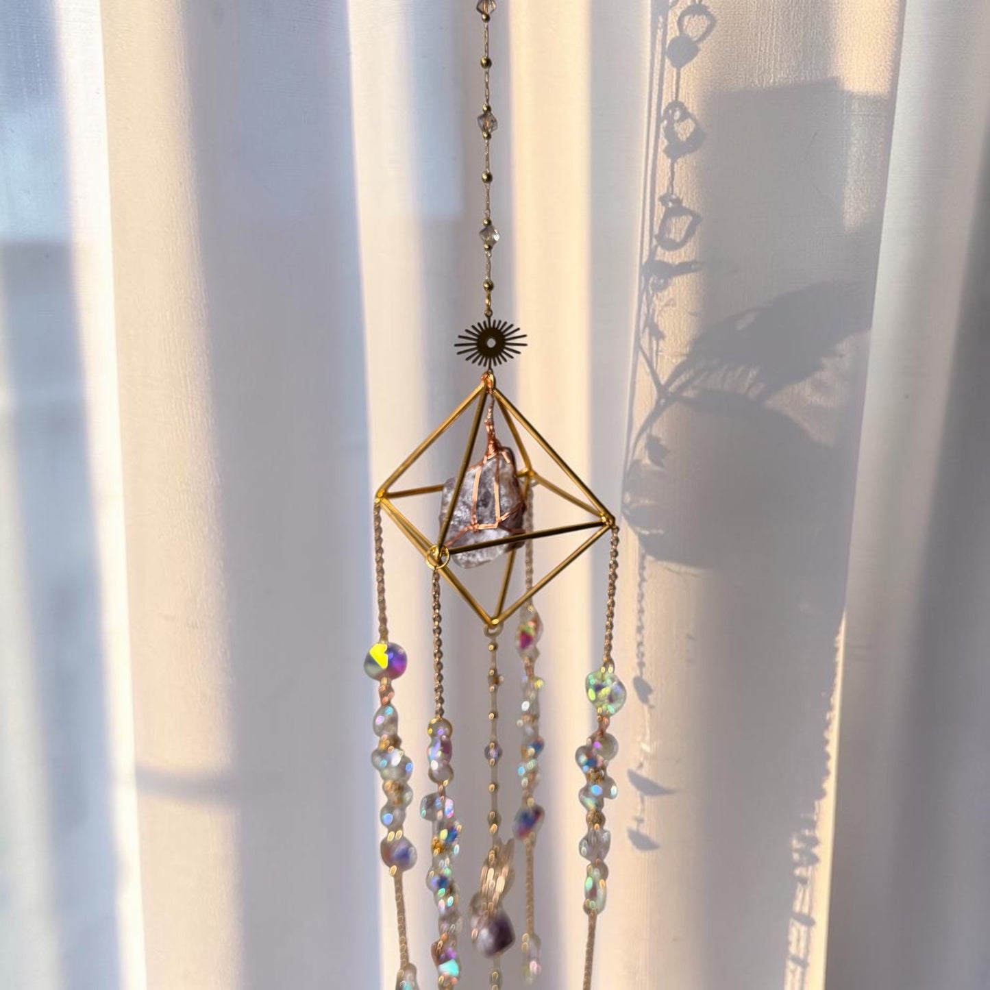 Raw Crystal Geometric Chandelier Suncatcher