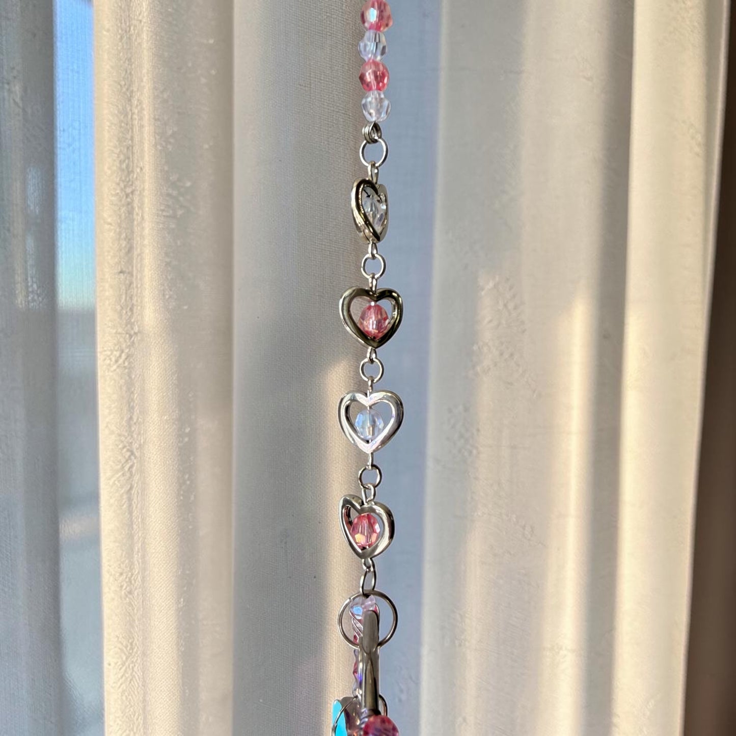 Pink Heart Crystal Hoop Suncatcher