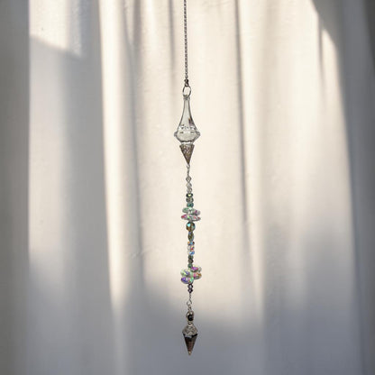 Purple Floral Crystal Pendulum Suncatcher