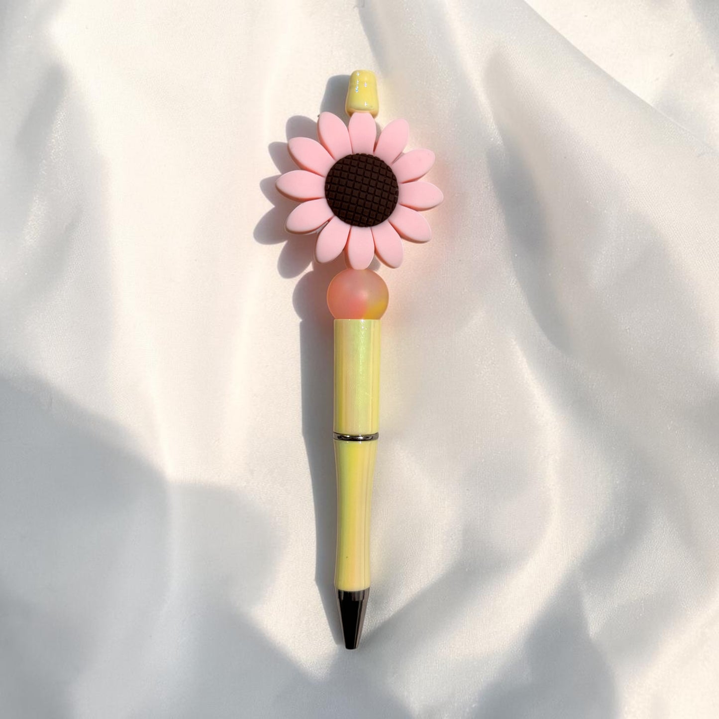 Pink Sunflower Beaded Pen