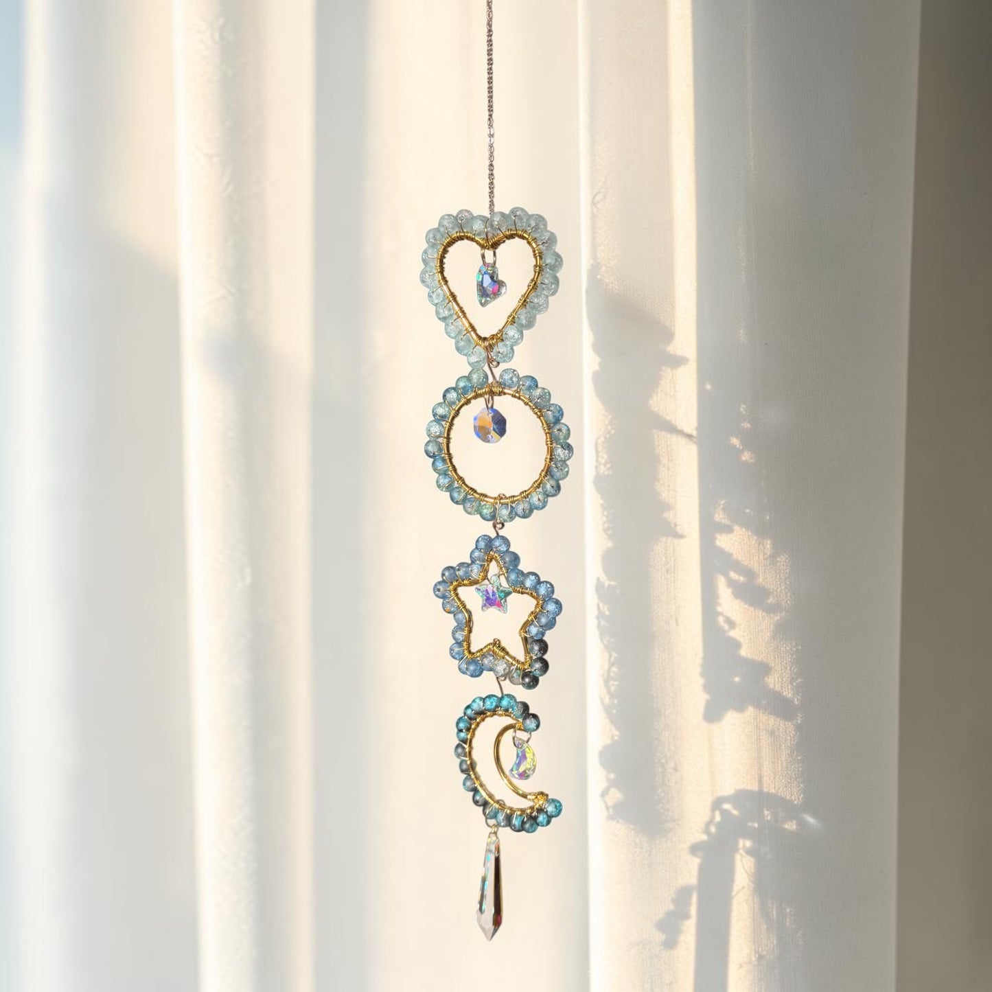 Celestial Heart Star & Moon Suncatcher