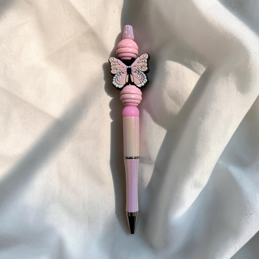 Pink Butterfly Beaded Pen