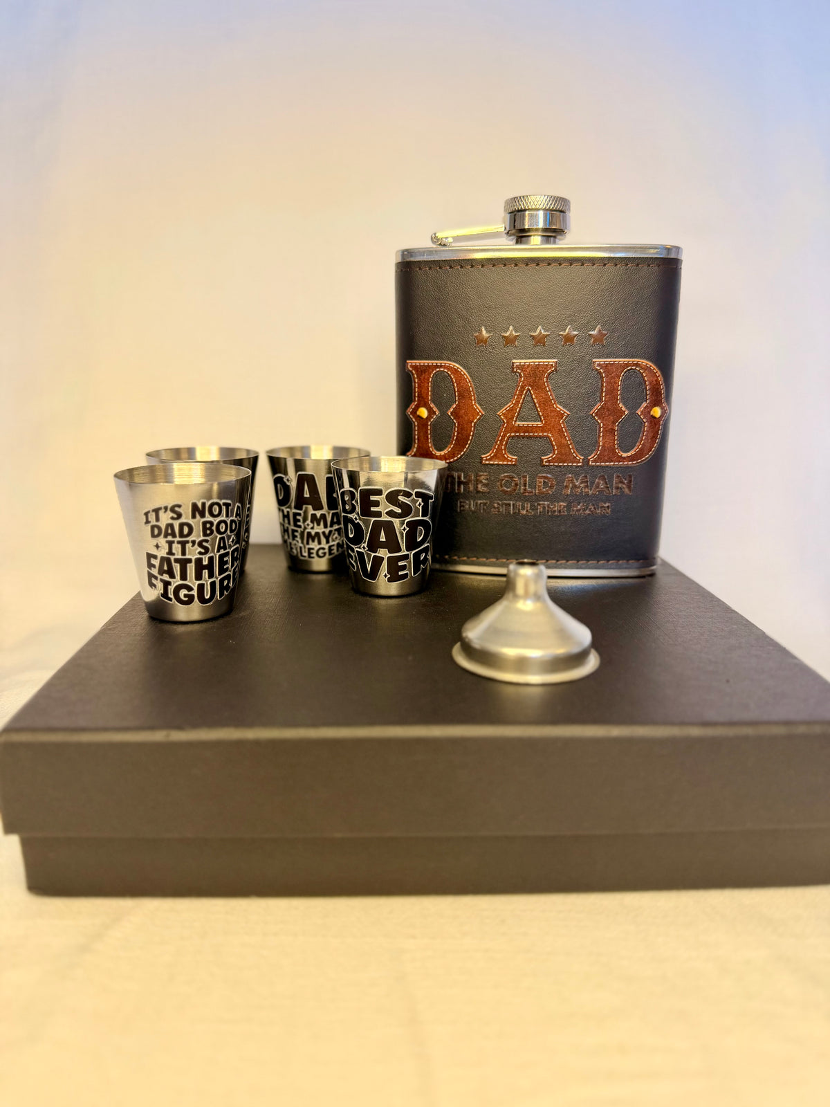 Dad "The Old Man But Still The Man" Hip Flask Gift Set