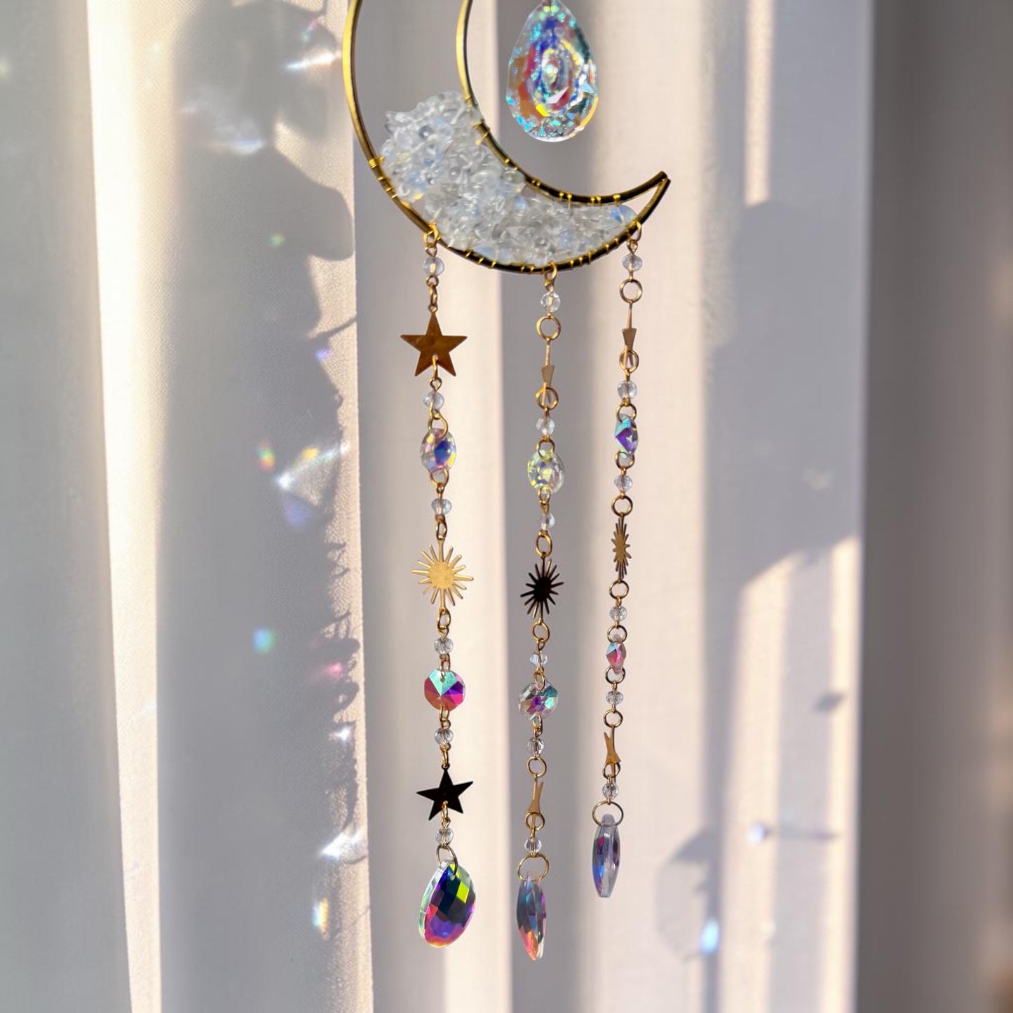 Clear Crystal Crescent Moon Suncatcher