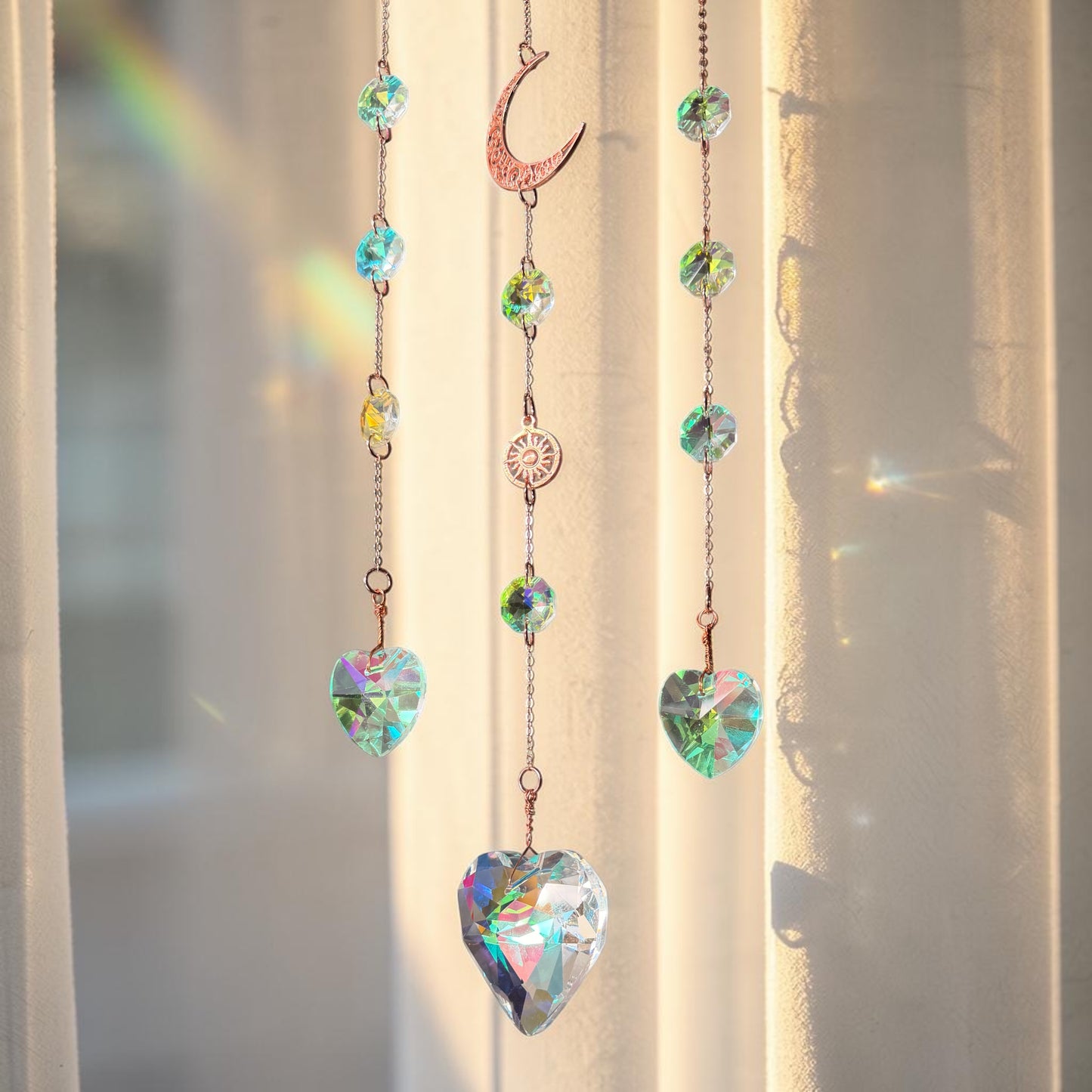 Celestial Aventurine Sun & Moon Suncatcher