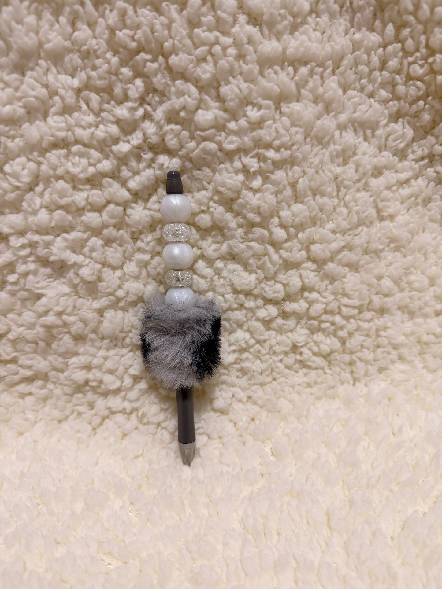 Grey & White Fluffy Premium Pen