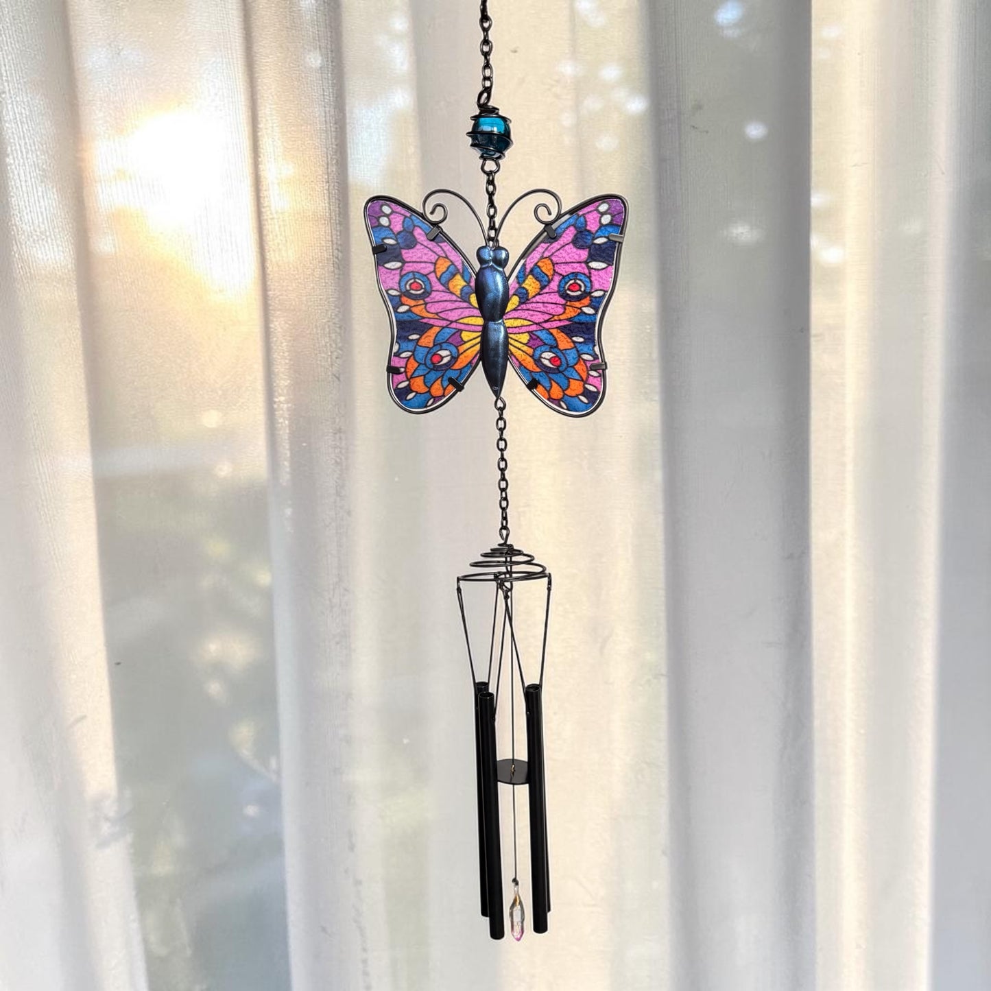 Purple Butterfly Wind Chime Suncatcher