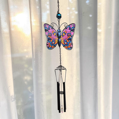 Purple Butterfly Wind Chime Suncatcher