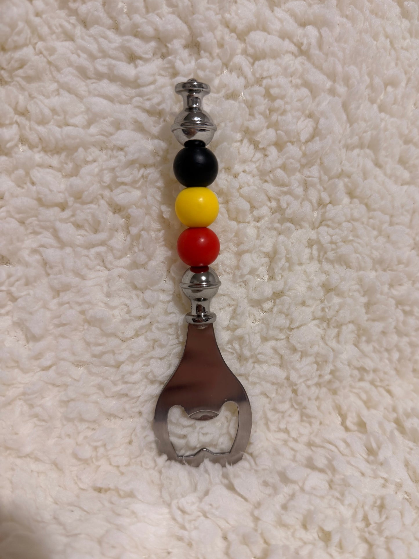 Red, Yellow & Black Beaded Bottle Opener