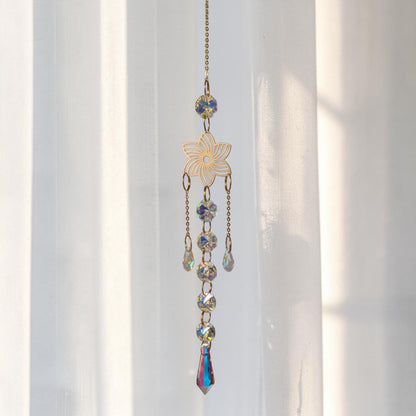 Gold Flower Crystal Drop Suncatcher