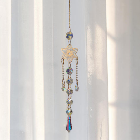Gold Flower Crystal Drop Suncatcher