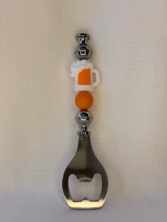 Beer Mug Beaded Bottle Opener – Orange