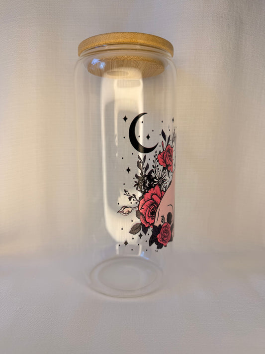 Celestial Cat & Skull Glass Cup