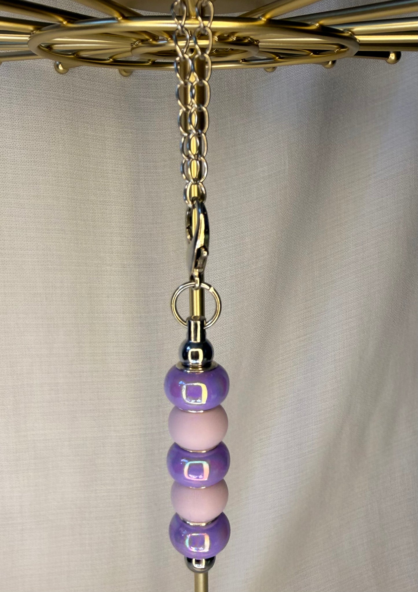 Purple Pearl Beaded Cup Charm