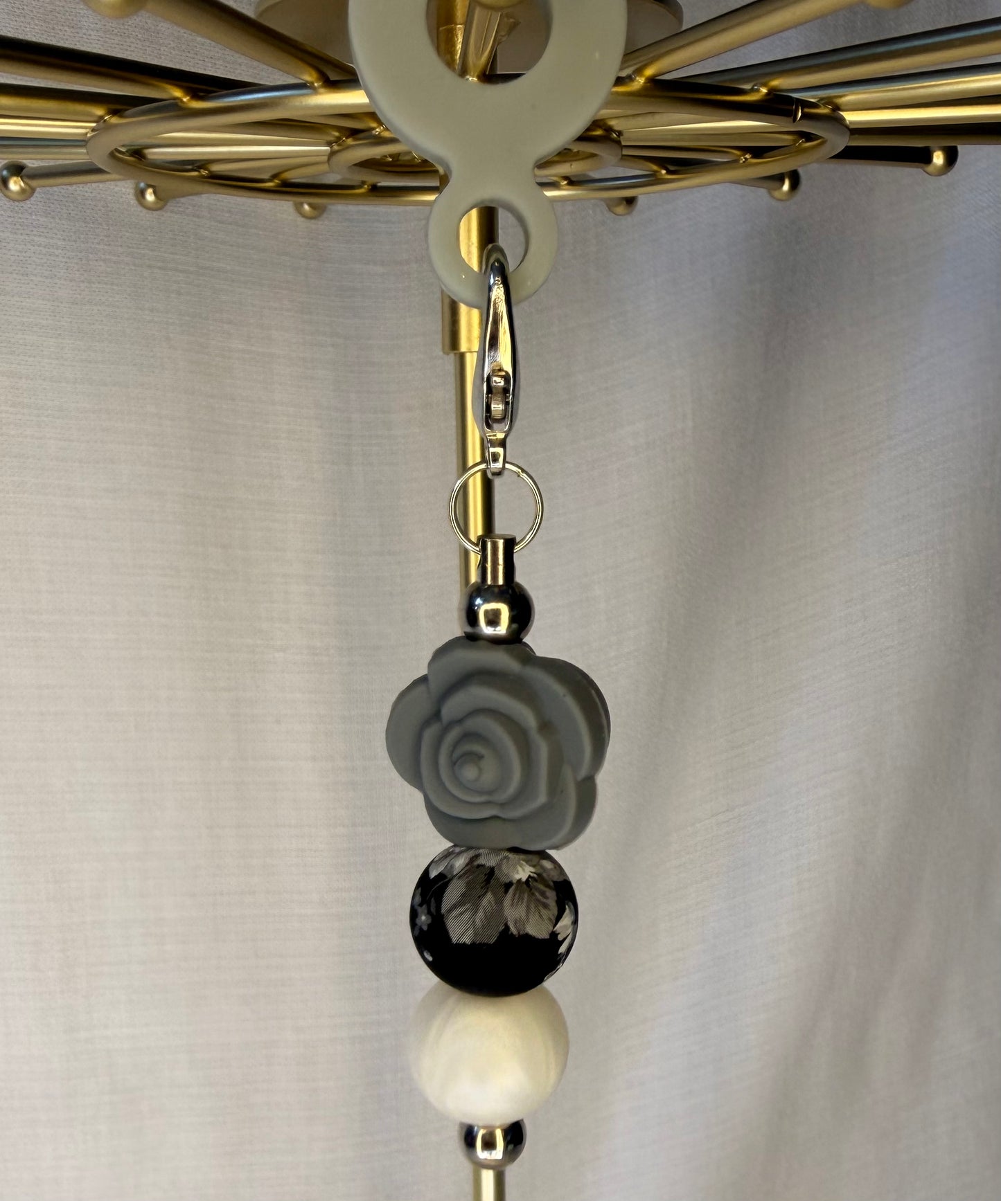 Grey Rose Floral Cup Charm