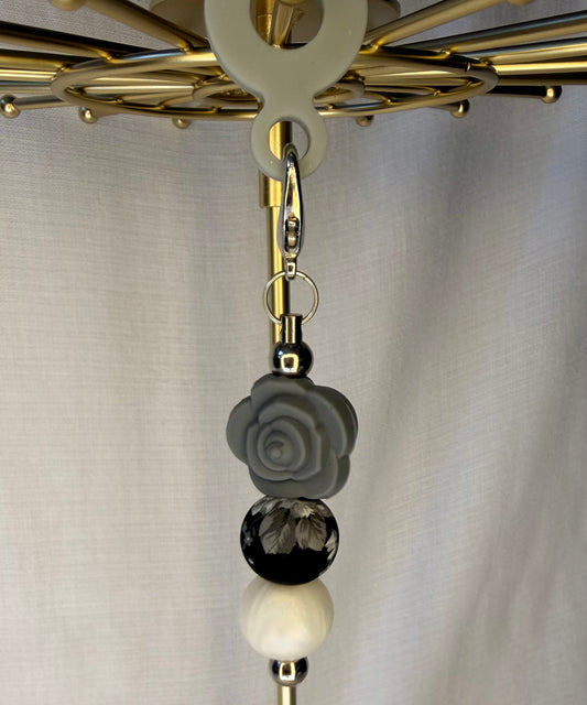 Grey Rose Floral Cup Charm