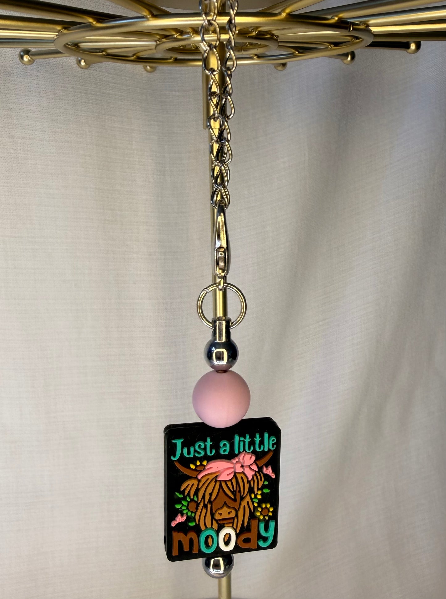 Just a Little Moody Highland Cow Cup Charm