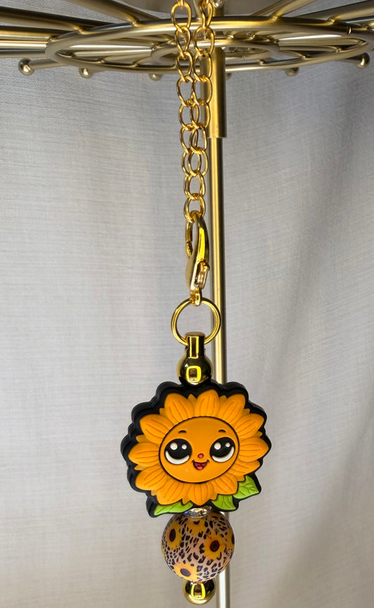 Happy Sunflower & Leopard Cup Charm