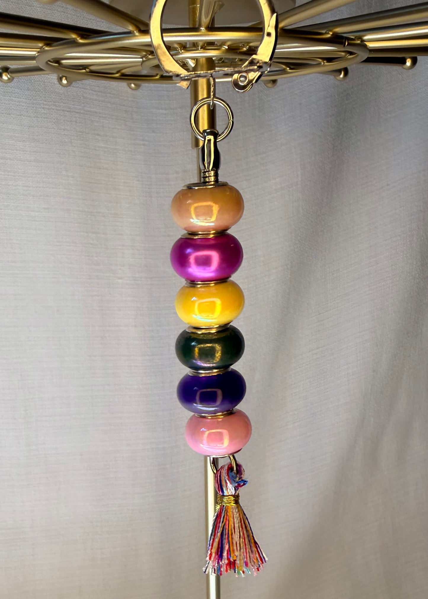 Rainbow Pearl Tassel Keyring
