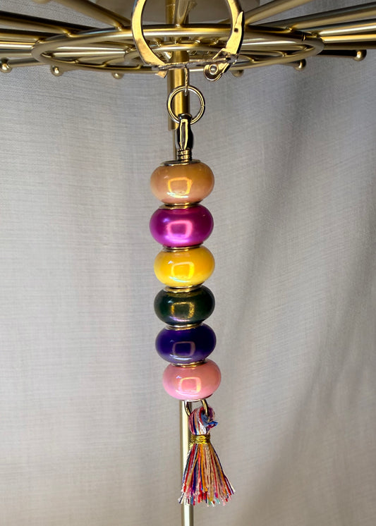 Rainbow Pearl Tassel Keyring