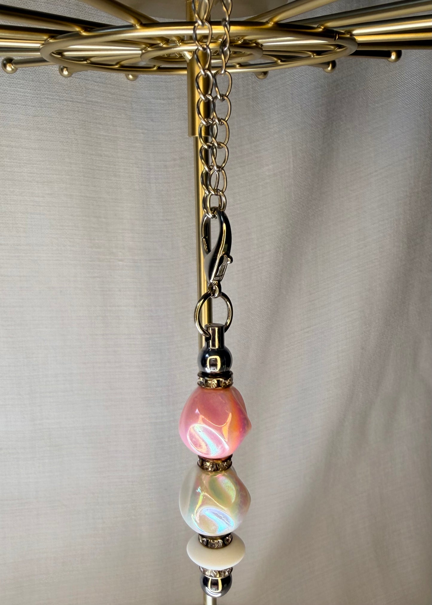 Pink Iridescent Pearl Cup Charm