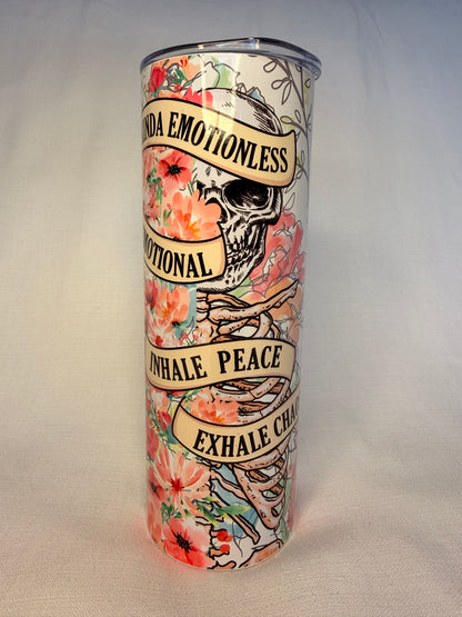 Inhale Peace Exhale Chaos Skeleton 20oz Tumbler