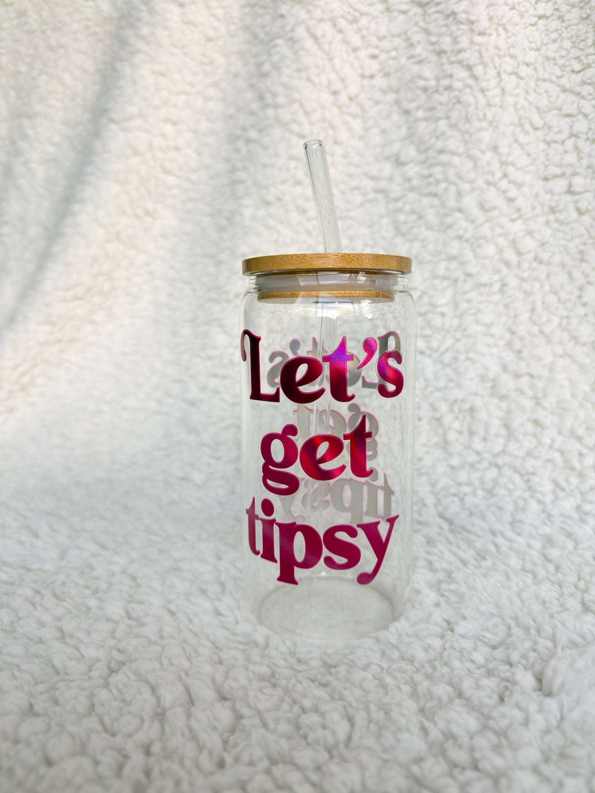 Custom Glass or Plastic Cup with Straw