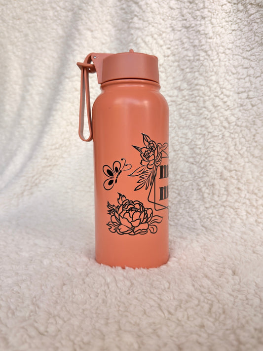 Mama Coral Floral Water Bottle