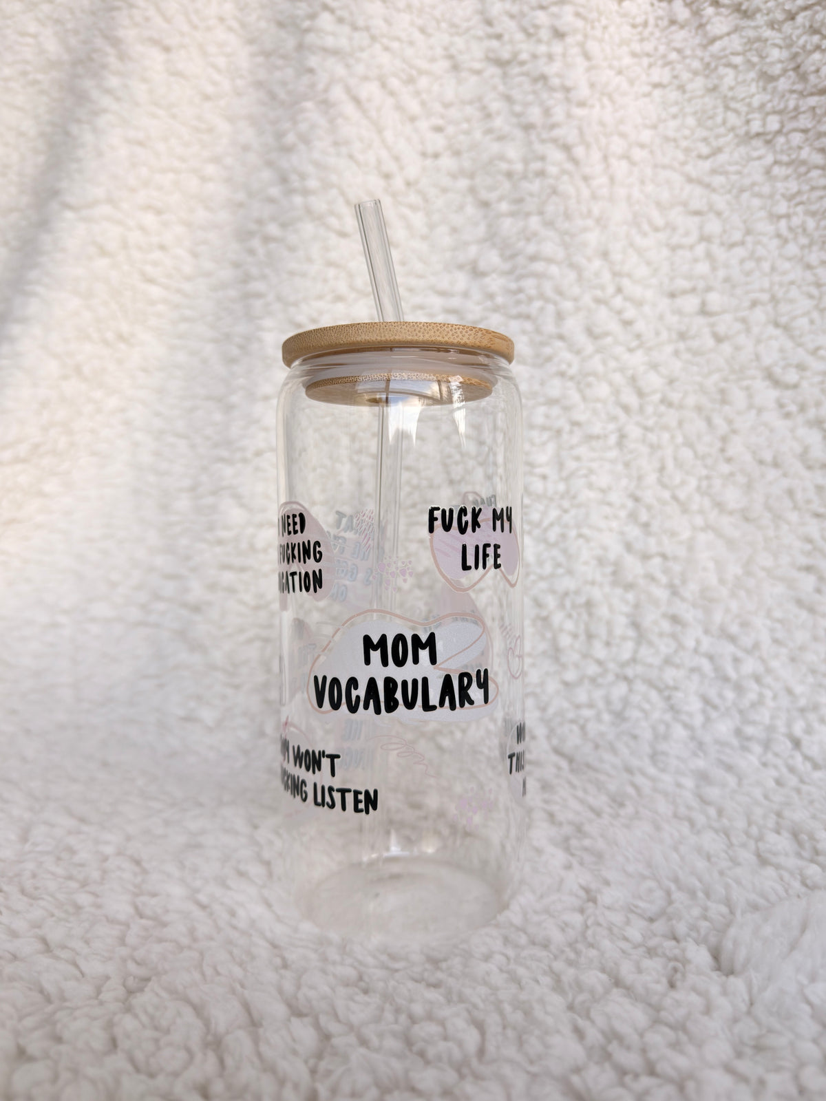 Custom Glass or Plastic Cup with Straw