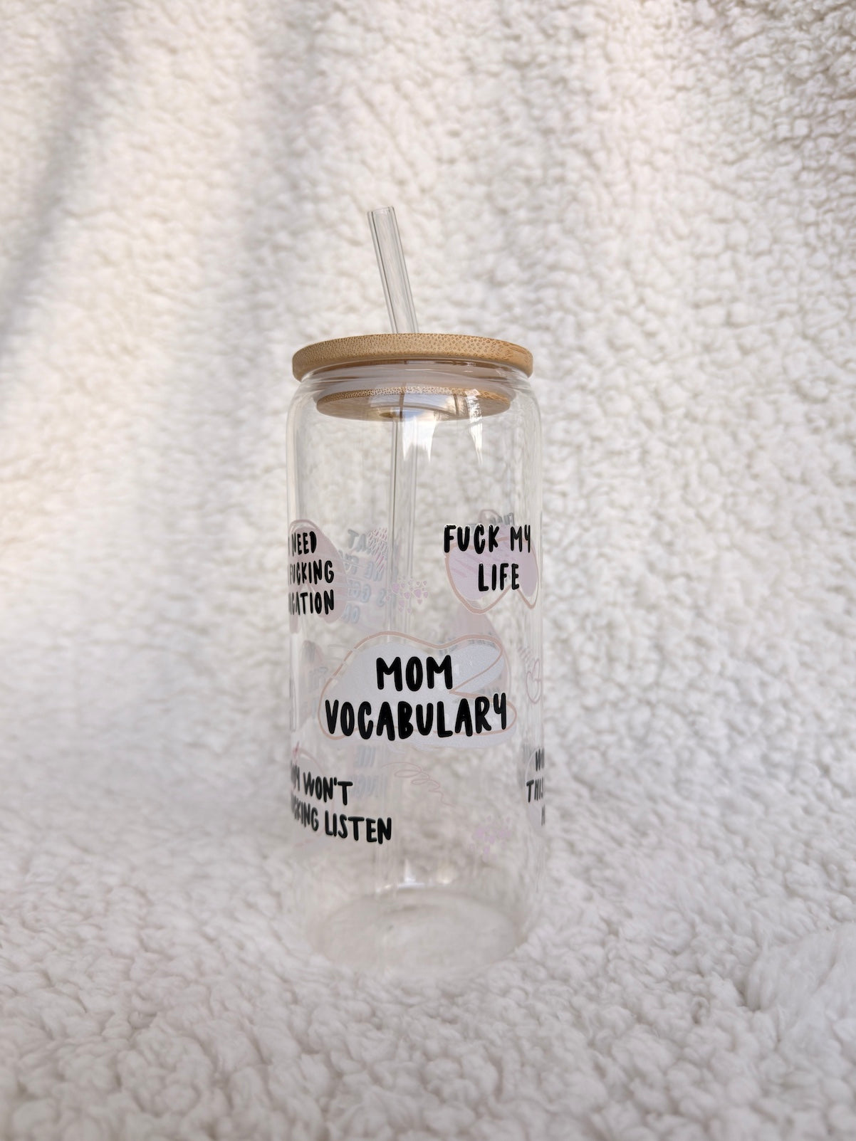 Mom Vocabulary Glass Cup