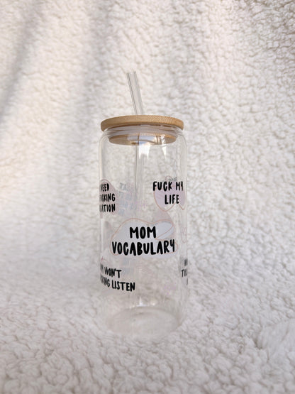 Mom Vocabulary Glass Cup