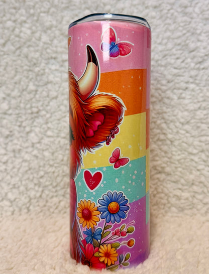 Pink Highland Cow 20oz Tumbler