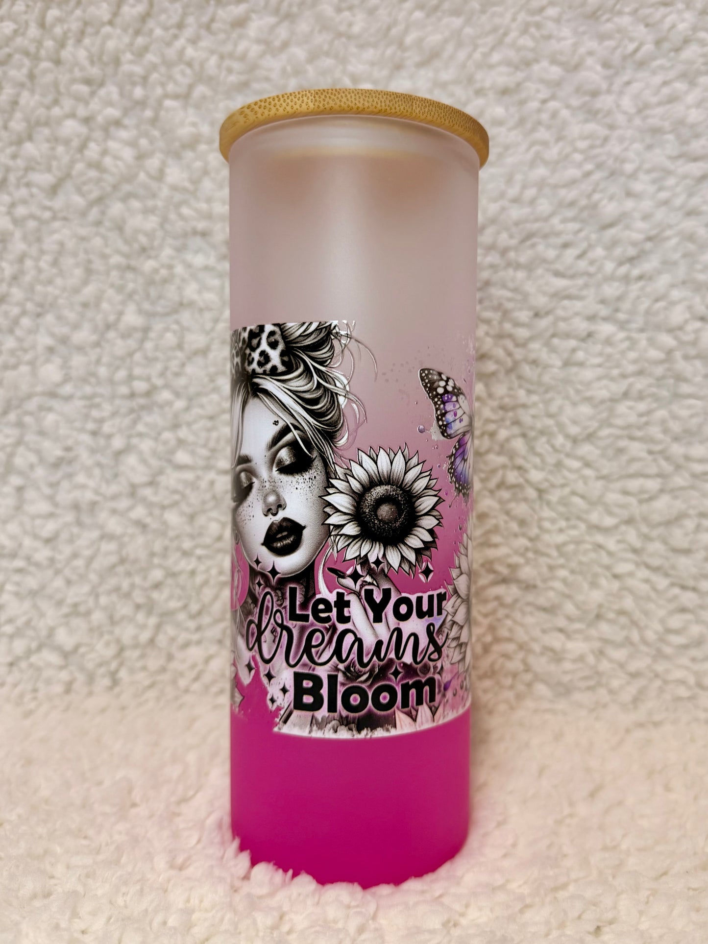 Let Your Dreams Bloom Frosted Glass Tumbler