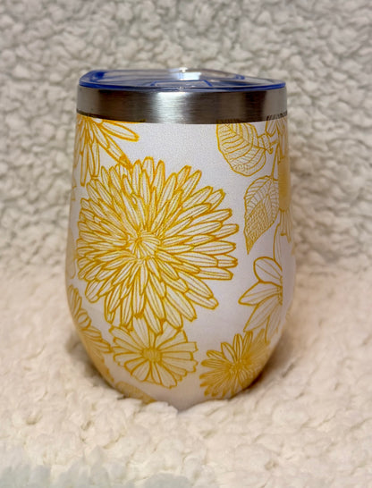 Golden Floral Wine Tumbler