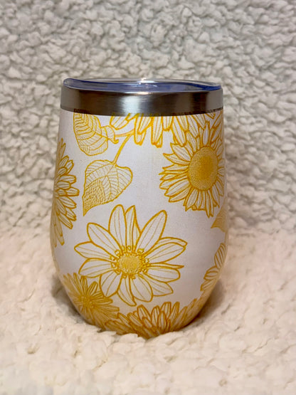 Golden Floral Wine Tumbler