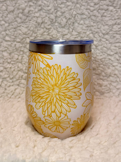 Golden Floral Wine Tumbler