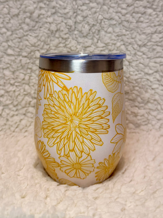 Golden Floral Wine Tumbler