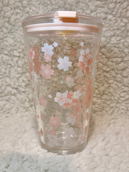 Pastel Cherry Blossom Glass Tumbler